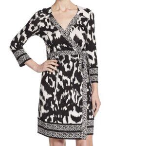 Diane von Furstenberg Tallulah Floral Ikat Jersey Silk Wrap Dress 4